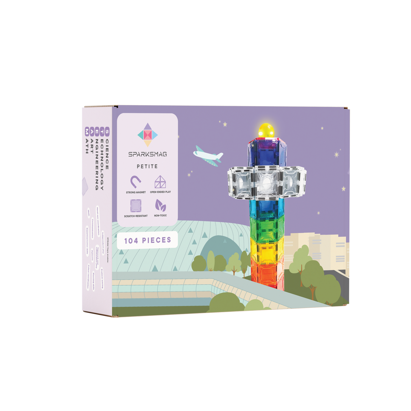 SparksMag 104 Pieces Petite Magnetic Tiles