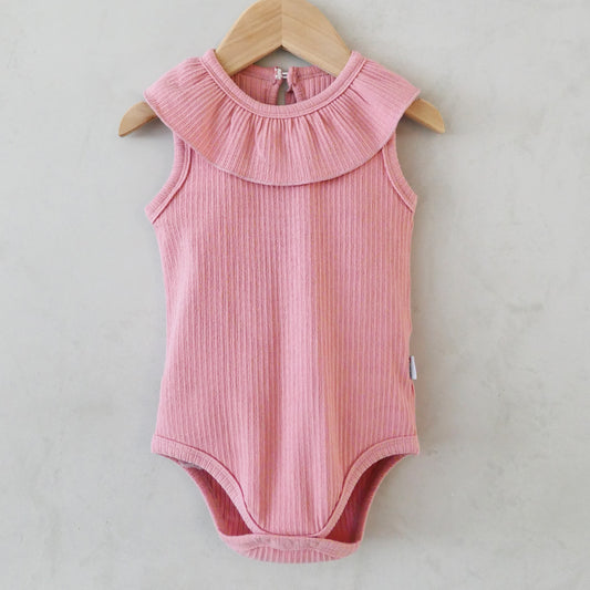 Dawn Tulip Pink Ribbed Onesie