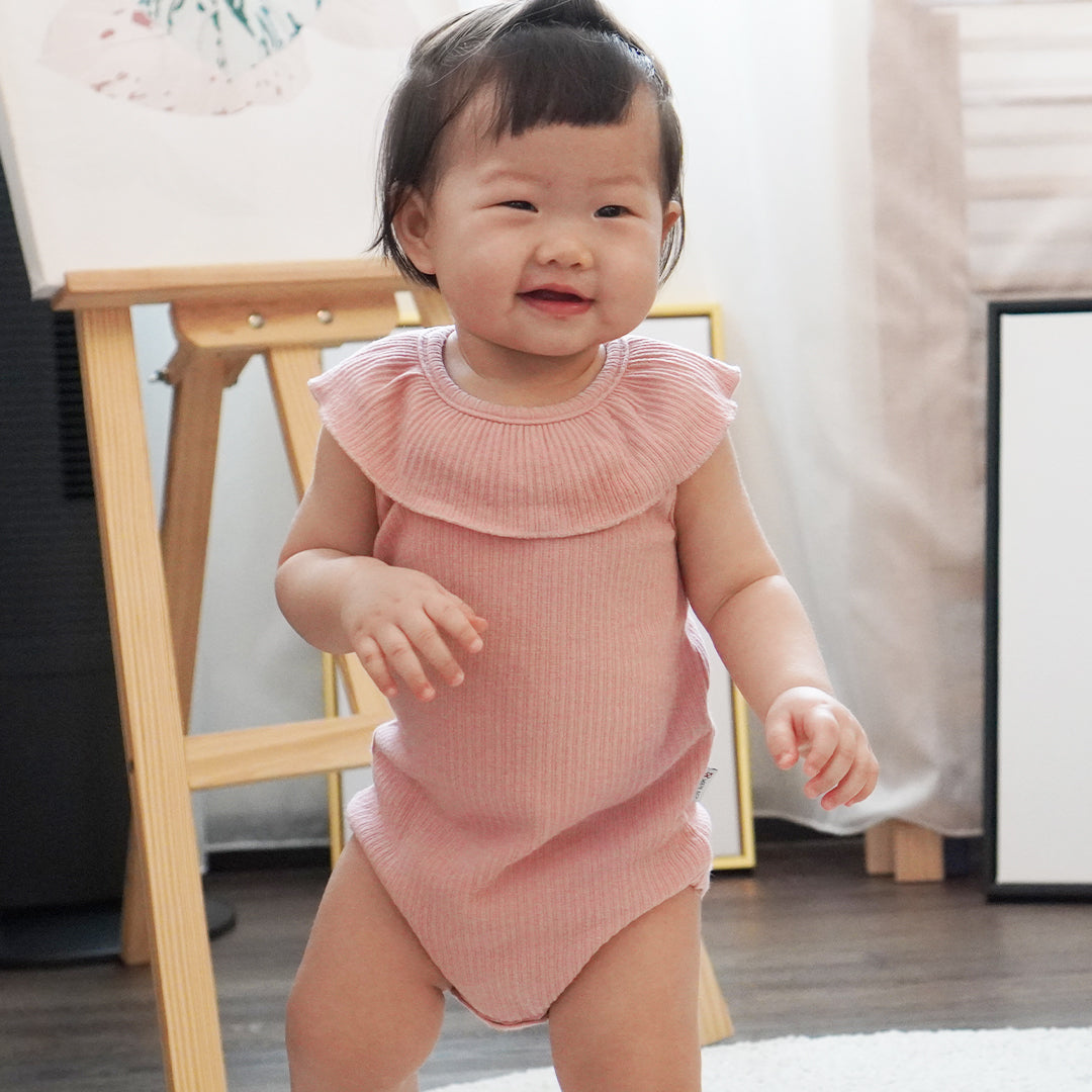 Dawn Tulip Pink Ribbed Onesie