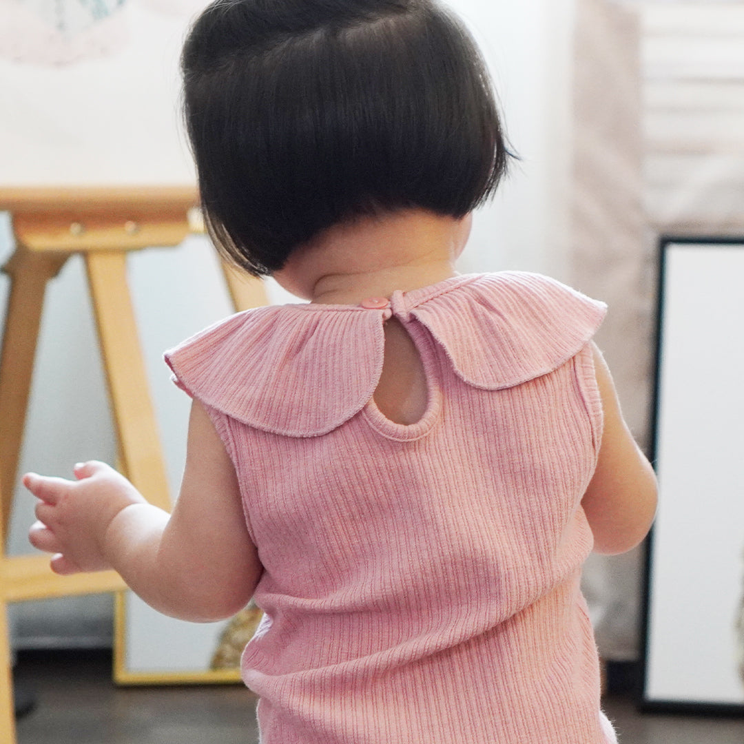 Dawn Tulip Pink Ribbed Onesie