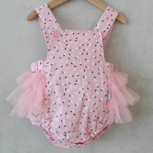Jermaine Embossed Tulle Romper - Anak & I cotton and tulle with flora print baby girl toddler children clothes