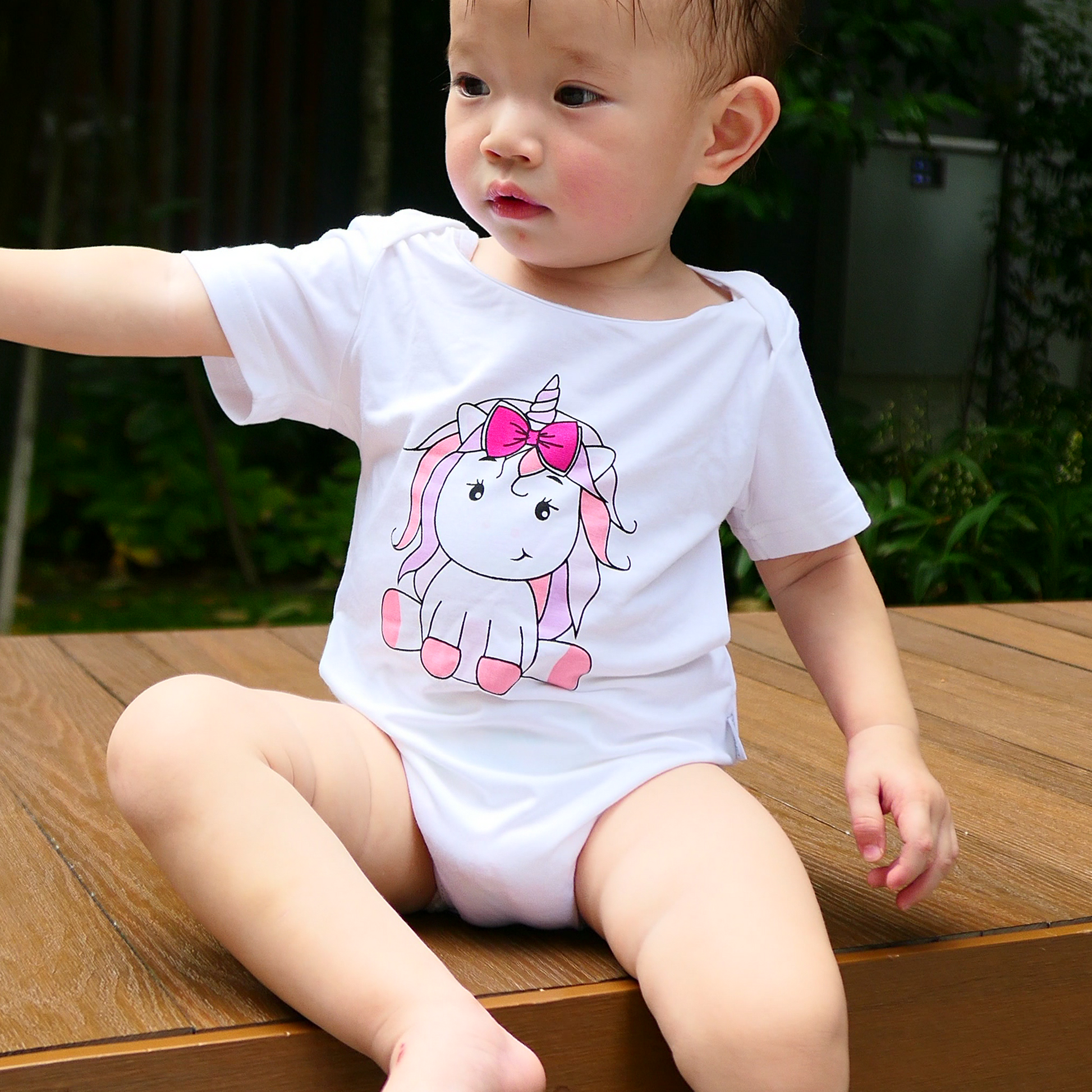 pink unicorn children clothes baby and toddler girl onesie romper bamboo cotton