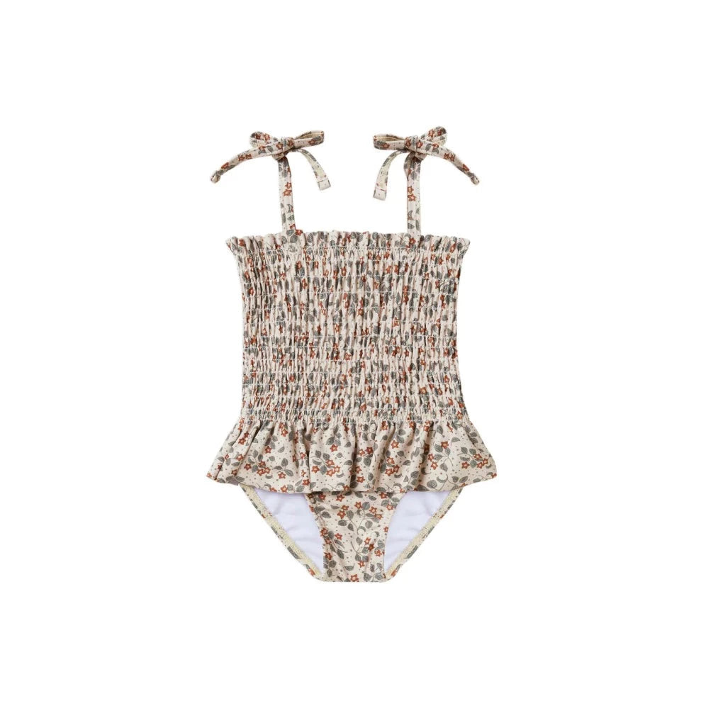 Vintage Flora Smocked Girl's Swimsuit