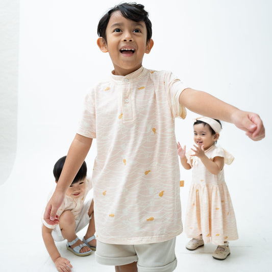 (Preorder) Tides of Treasure Mandarin Collar Kids Tshirt