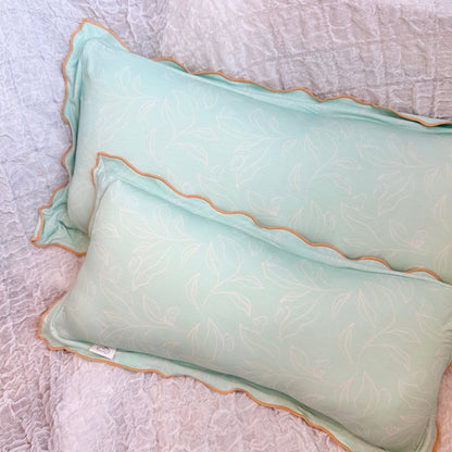 Scalloped Bamboo Pillow — Bunny Foliage