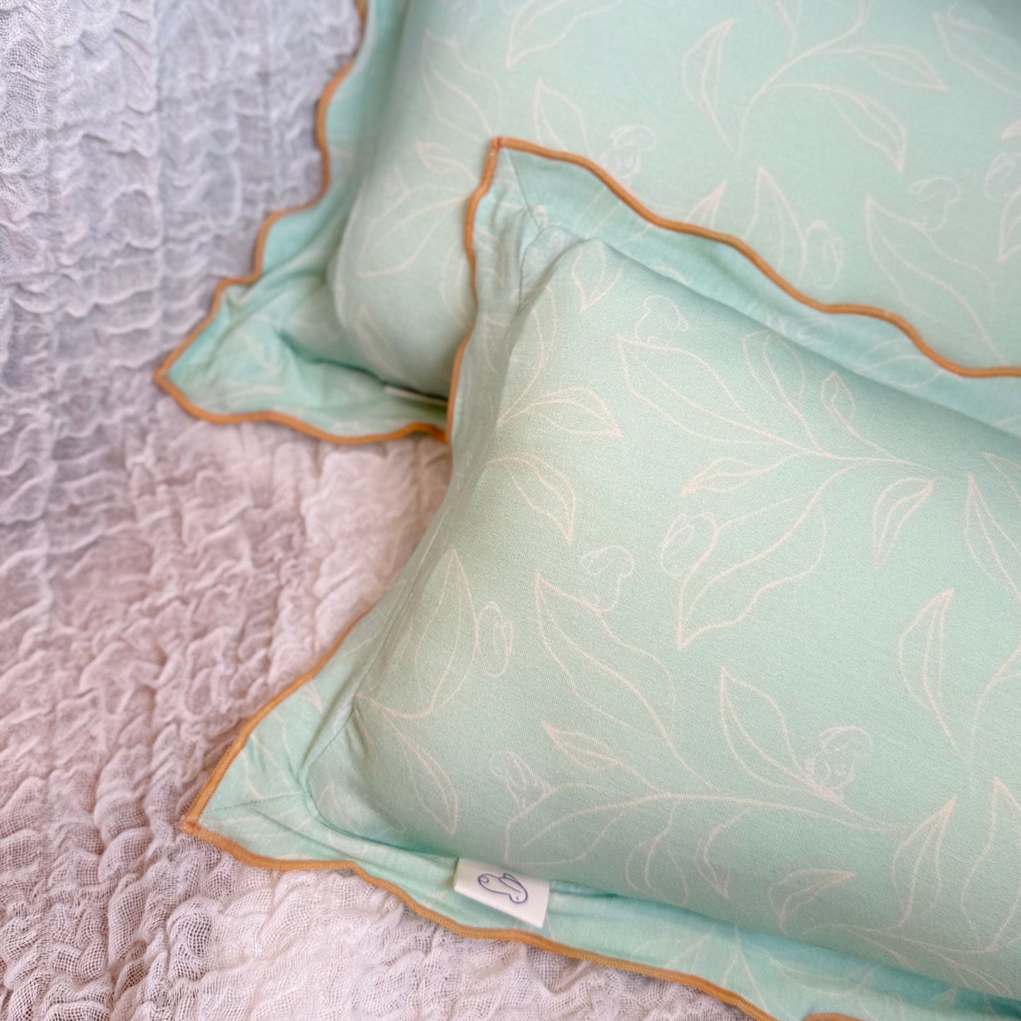 Scalloped Bamboo Pillow — Bunny Foliage