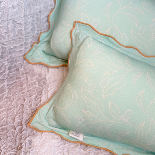 Scalloped Bamboo Pillow — Bunny Foliage