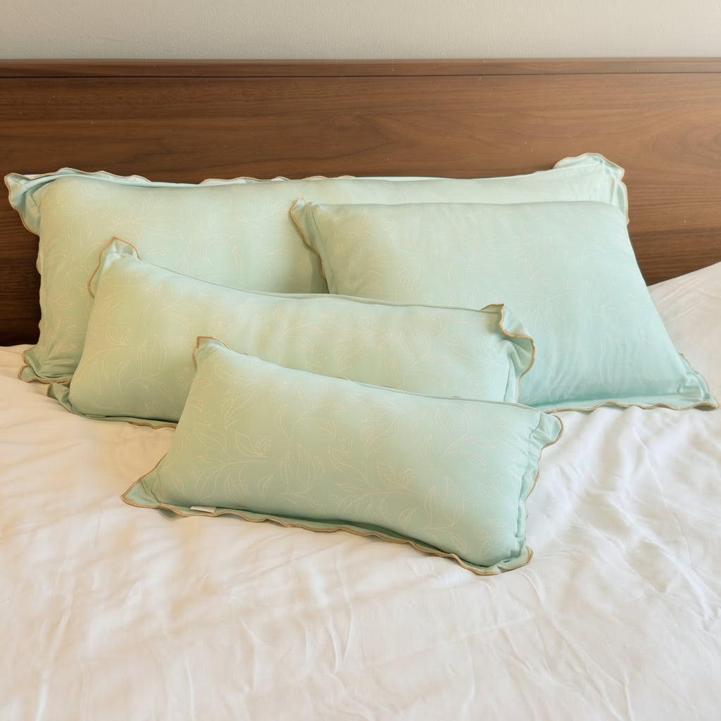 Scalloped Bamboo Pillow — Bunny Foliage