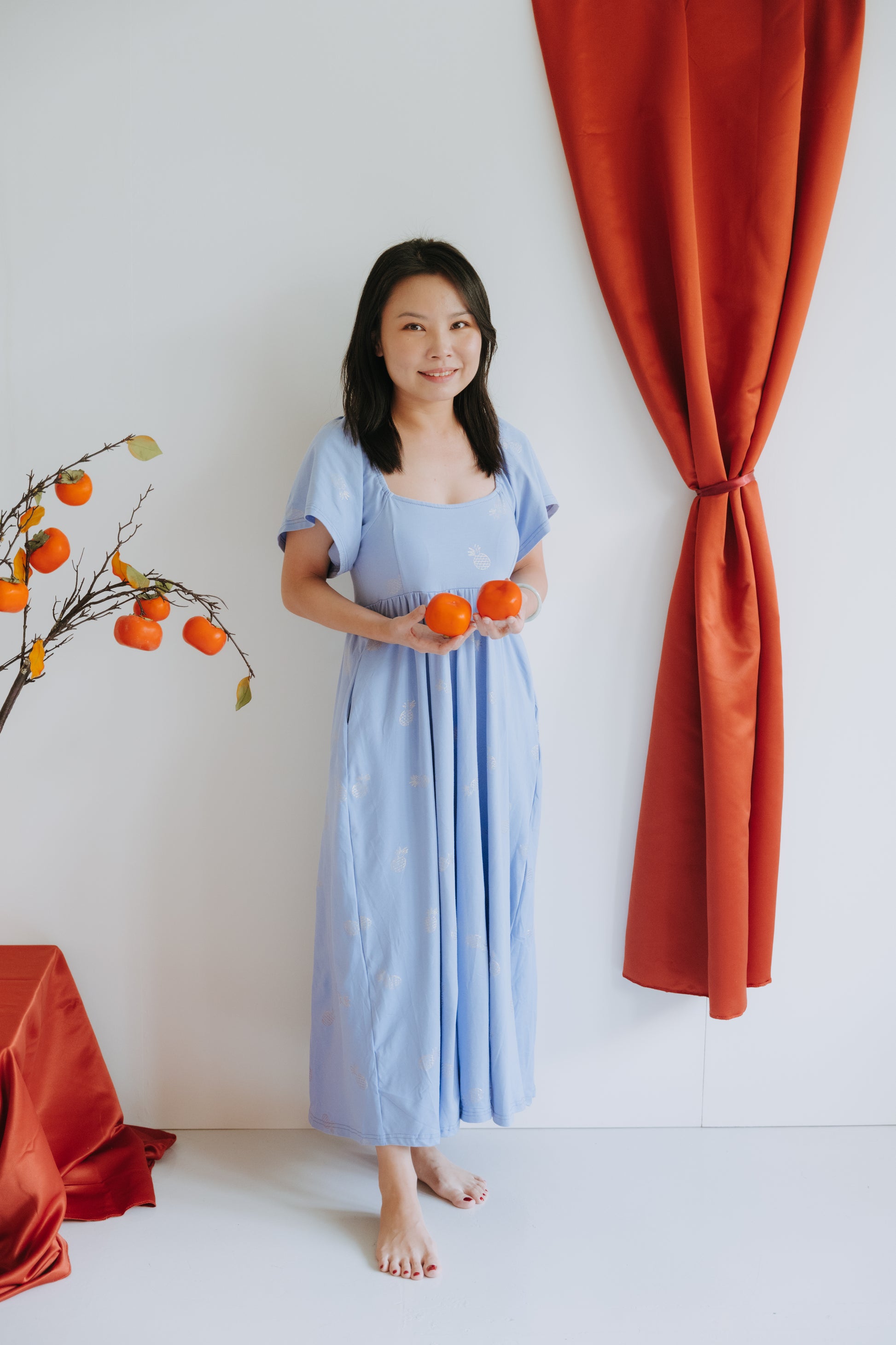 Pineapple Treasures Women Flutter Sleeve Maxi Dress – The Cotton Tale®