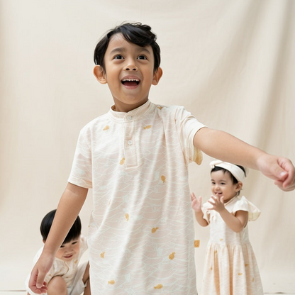 (Preorder) Tides of Treasure Mandarin Collar Kids Tshirt