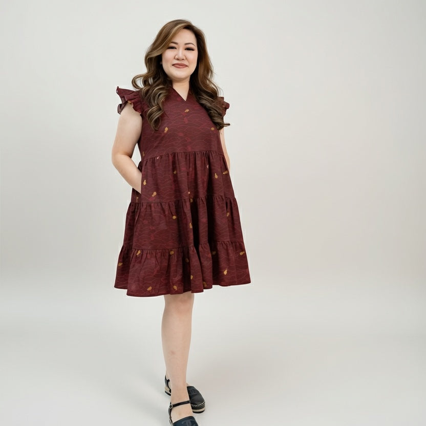 (Preorder) Tides of Treasure Mandarin Collar Tiered Dress