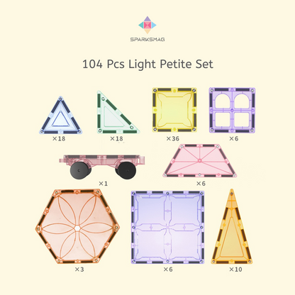 SparksMag 104 Pieces Petite Magnetic Tiles