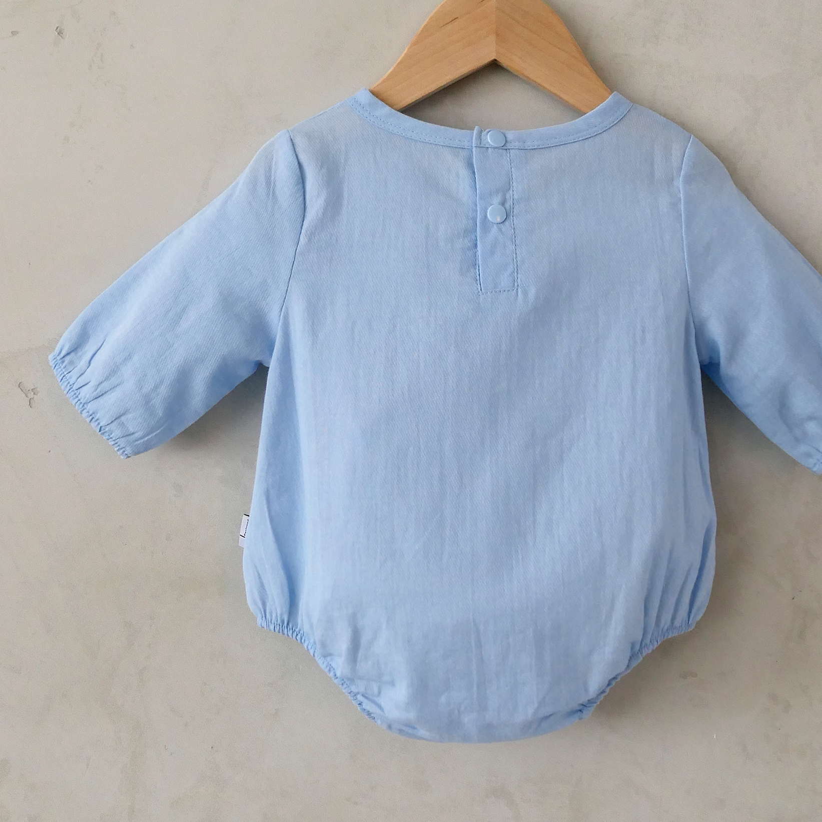 baby girl tassle blue onesie cotton linen romper anak & i sg anak and i singapore