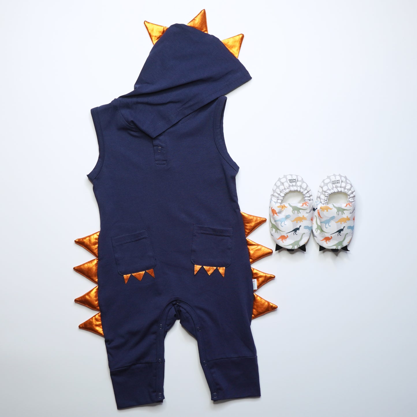 [Anak & I X Little Storkie] Jacob Dino Jumpsuit with Dino Shoes