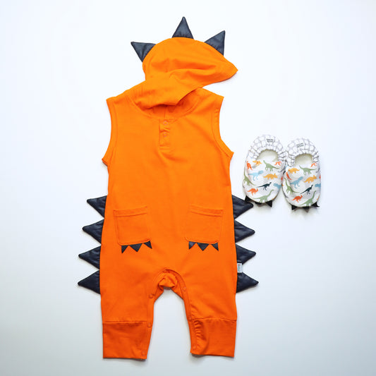 [Anak & I X Little Storkie] Jacob Dino Jumpsuit with Dino Shoes