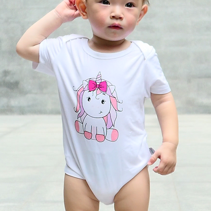 pink unicorn baby girl onesie romper bamboo cotton 