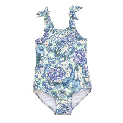Aqua Marine Tropical Girl's Sleeveless Swimsuit